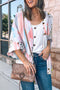 Multicolor Print Open Front Bell Sleeve Kimono
